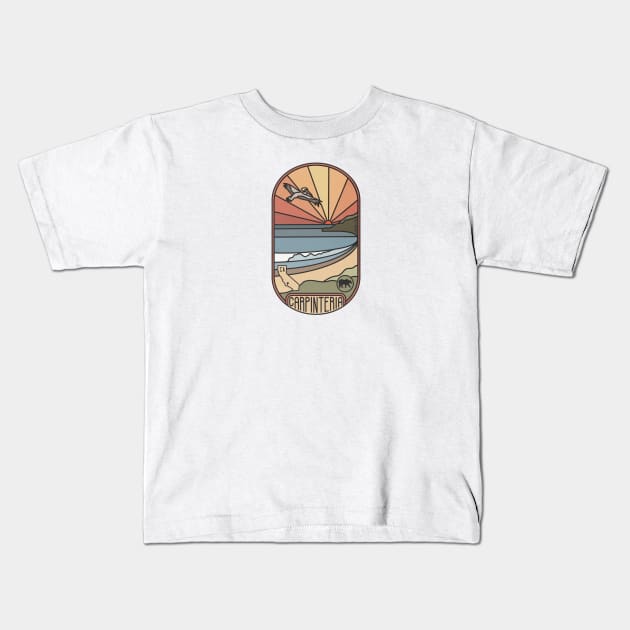 Carpinteria Beach Kids T-Shirt by Lukeh Designs